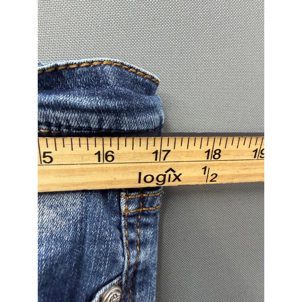 Grace in LA Distressed Bootcut Jeans Womens Blue Ripped Frayed 34x32 - Picture 10 of 11